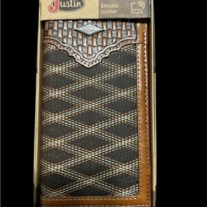 Justin Boots Black and Brown Leather Key Card Holder